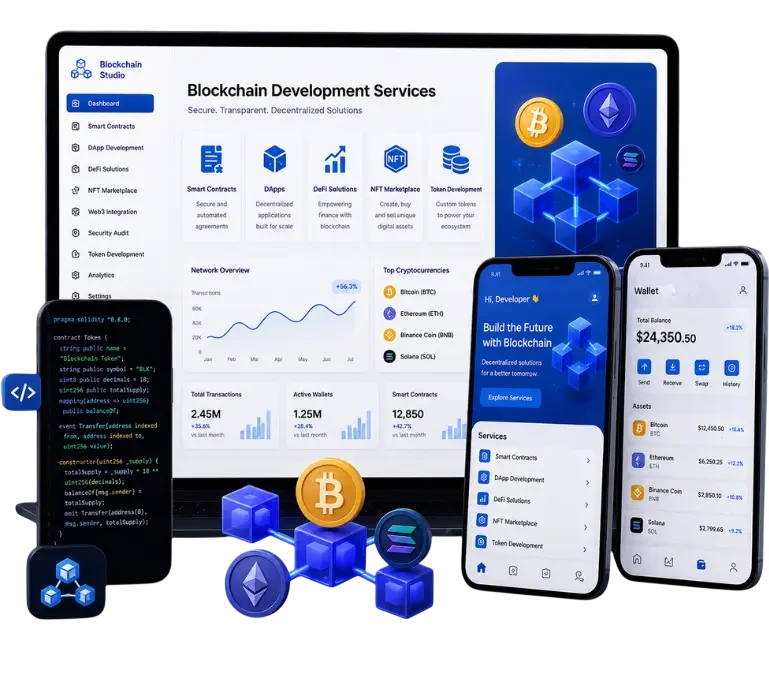 Blockchain Development Services Mockup